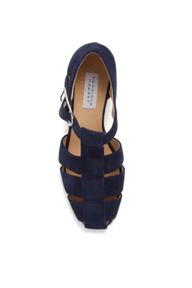 Gabriela Hearst Lyle Block Heel Pump Sandal in Electric Navy Suede | Thumbnail 4