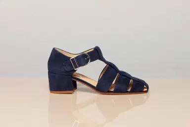 Gabriela Hearst Lyle Block Heel Pump Sandal in Electric Navy Suede | Thumbnail 5