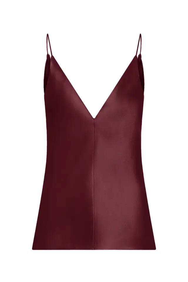 Gabriela Hearst Maria Top in Bordeaux Silk Satin