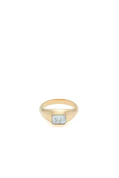 Gabriela Hearst Small Ring in 18K Yellow Gold & Howlite Stone | Thumbnail 3
