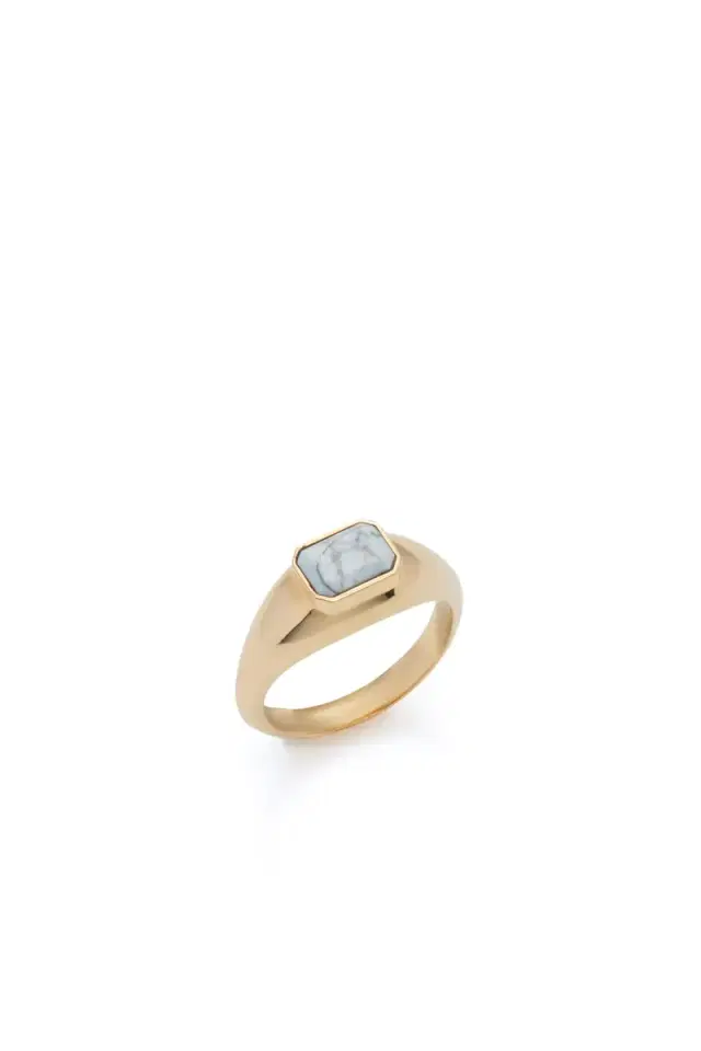 GABRIELA HEARST Small Ring in 18K Yellow Gold & Howlite Stone