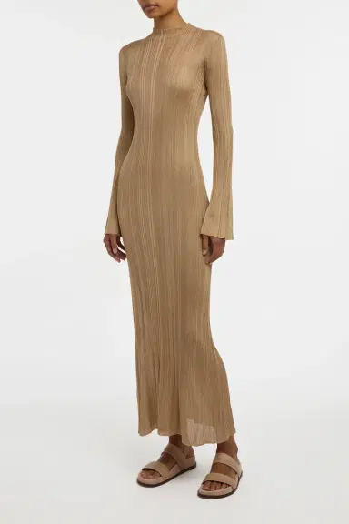 Gabriela Hearst Atira Knit Maxi Dress in Camel Silk | Thumbnail 4 Gabriela Hearst Atira Knit Maxi Dress in Camel Silk | Thumbnail 4