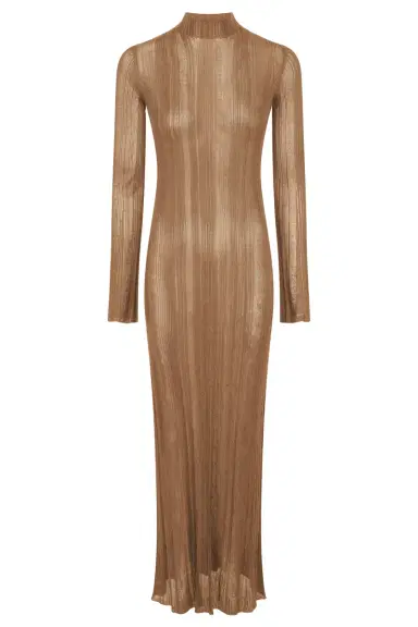 Gabriela Hearst Atira Knit Maxi Dress in Camel Silk | Thumbnail 1 Gabriela Hearst Atira Knit Maxi Dress in Camel Silk | Thumbnail 1