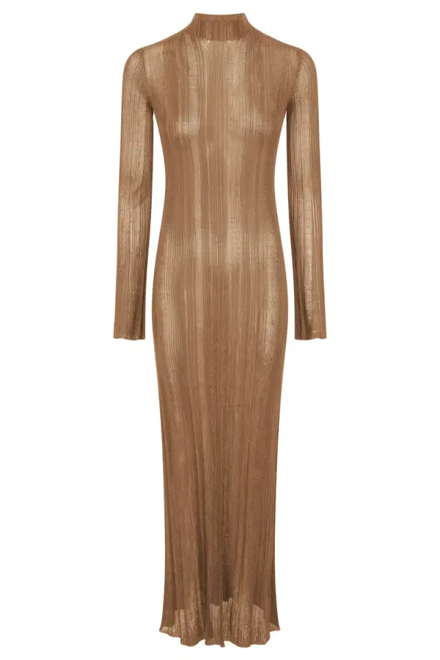 GABRIELA HEARST Atira Knit Maxi Dress in Camel Silk