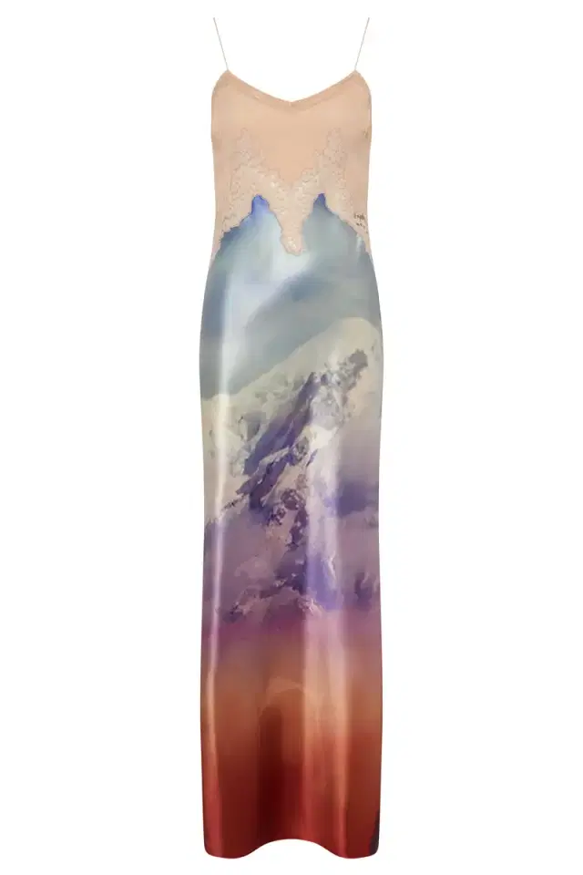 Gabriela Hearst Adolphine Slip Maxi Dress in Mountain Printed Satin Silk Twill