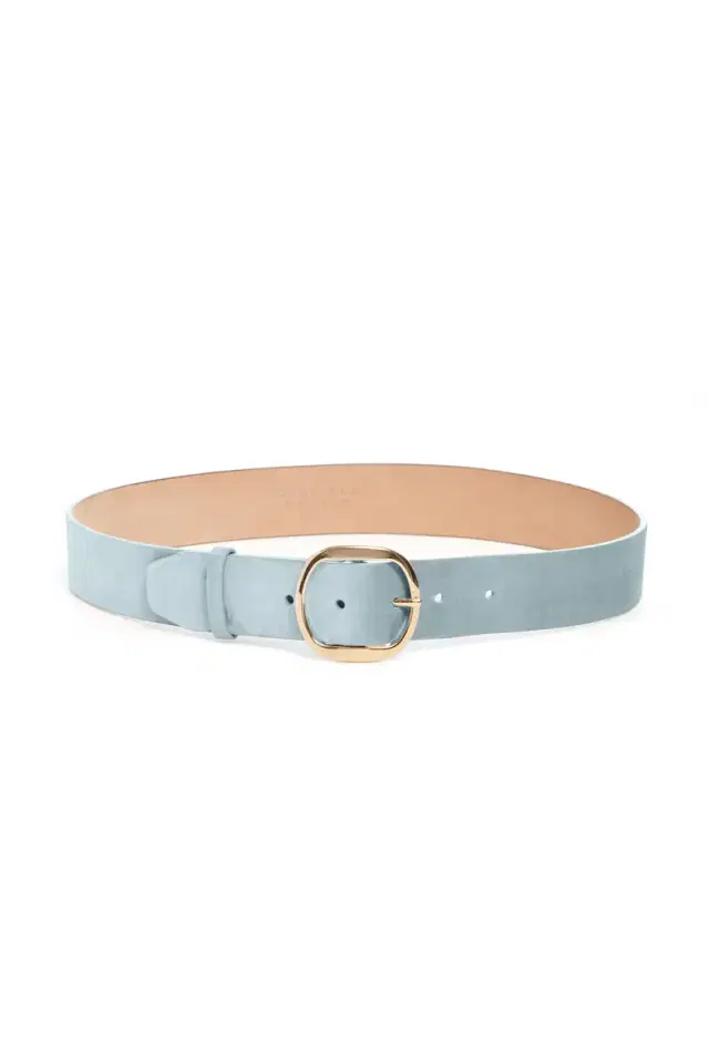 Gabriela Hearst Elster Belt in Light Blue Suede