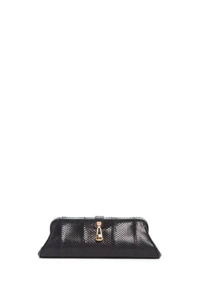 Gabriela Hearst Paola Clutch in Black Snakeskin