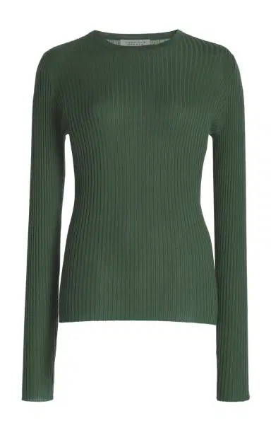 Gabriela Hearst Browning Knit Sweater in Olive Cashmere Silk | Thumbnail 1 Gabriela Hearst Browning Knit Sweater in Olive Cashmere Silk | Thumbnail 1
