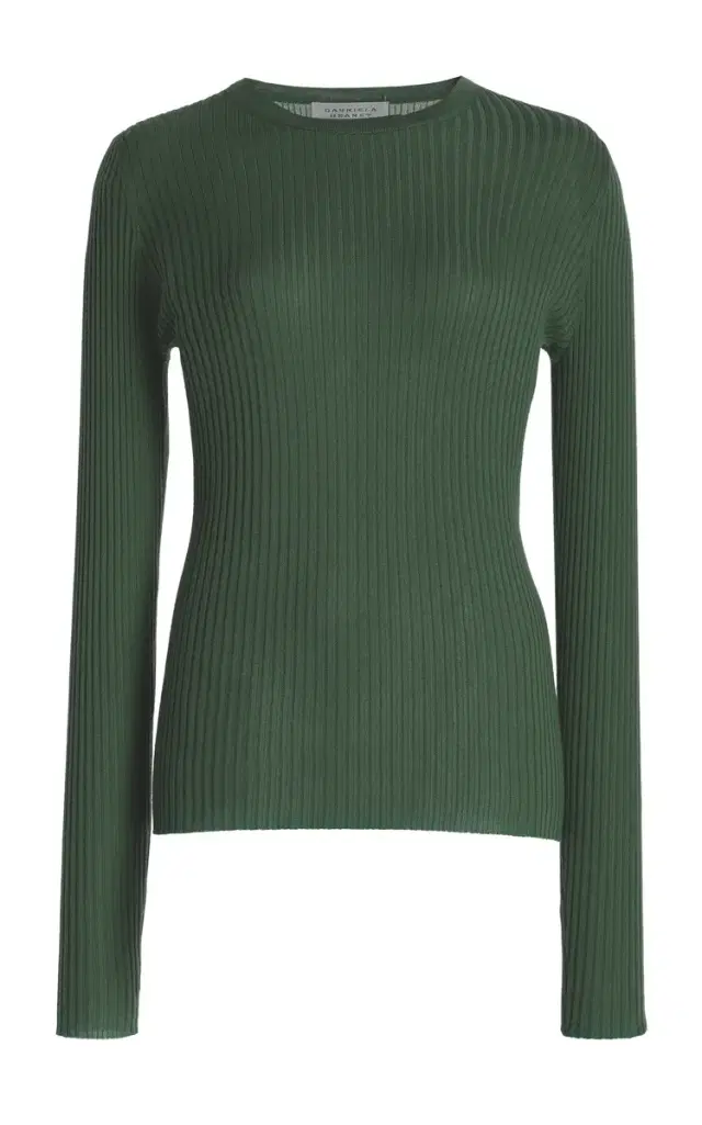 Gabriela Hearst Browning Knit Sweater in Olive Cashmere Silk