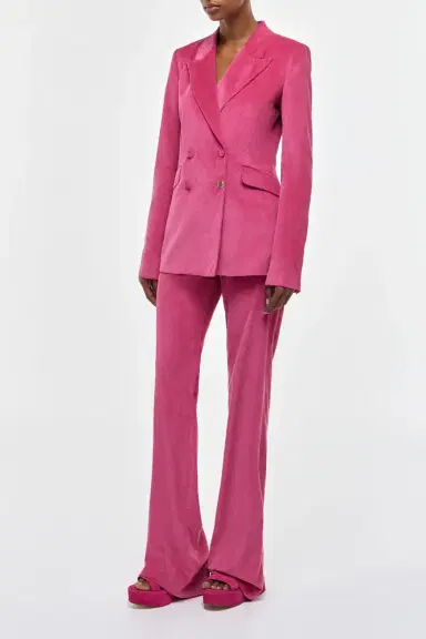 Gabriela Hearst Angela Blazer in Fuchsia Sea Island Cotton Corduroy | Thumbnail 3