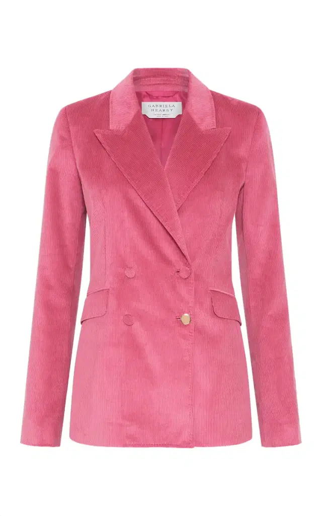Gabriela Hearst Angela Blazer in Fuchsia Sea Island Cotton Corduroy