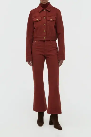 Gabriela Hearst Ezra Bootcut Cropped Jean in Burnt Sienna Recycled Cotton Denim | Thumbnail 3