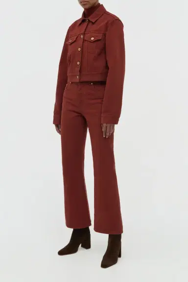 Gabriela Hearst Ezra Bootcut Cropped Jean in Burnt Sienna Recycled Cotton Denim | Thumbnail 4