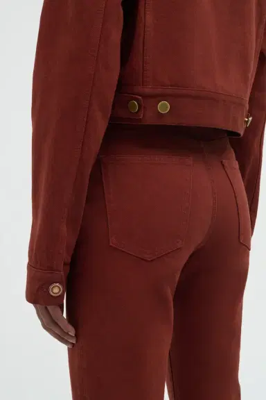 Gabriela Hearst Ezra Bootcut Cropped Jean in Burnt Sienna Recycled Cotton Denim | Thumbnail 6
