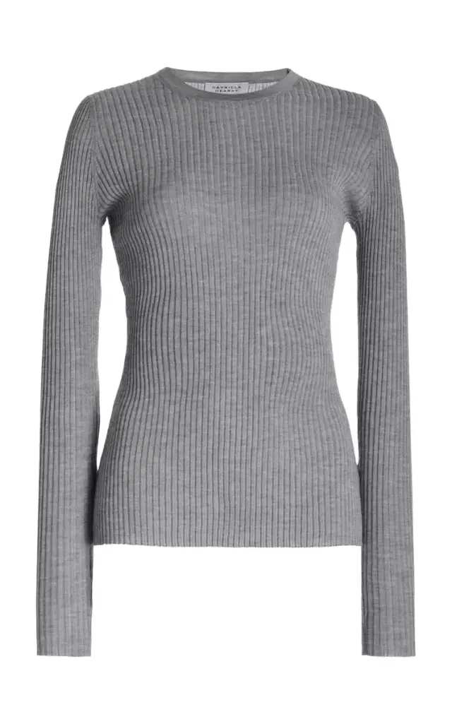 Gabriela Hearst Browning Knit Sweater in Heather Grey Cashmere Silk