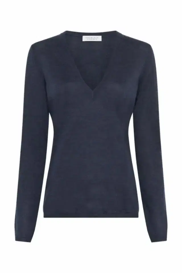 Gabriela Hearst Clementia Knit V-Neck Sweater in Denim Cashmere Silk