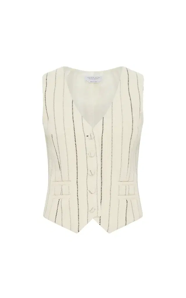 Gabriela Hearst Coleridge Vest in  Multi Pinstripe Wool Cashmere