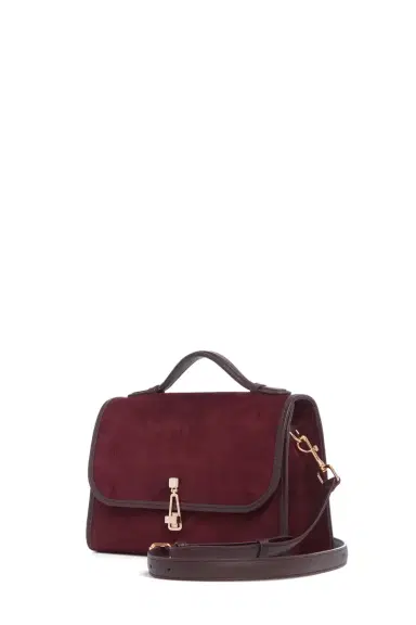 Gabriela Hearst Medium Leonora Flap Bag in Bordeaux Suede | Thumbnail 2