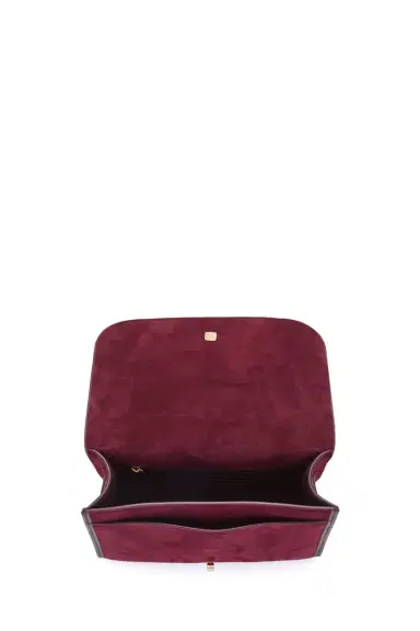 Gabriela Hearst Medium Leonora Flap Bag in Bordeaux Suede | Thumbnail 4