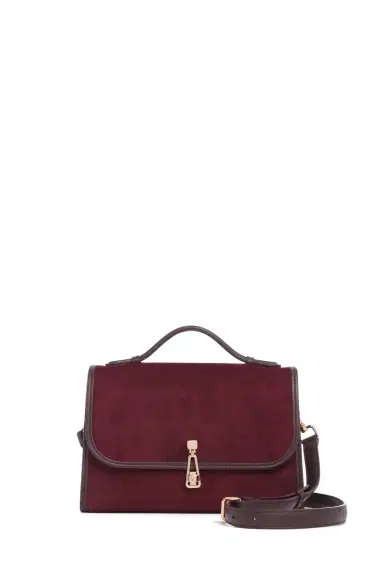 Gabriela Hearst Medium Leonora Flap Bag in Bordeaux Suede | Thumbnail 1