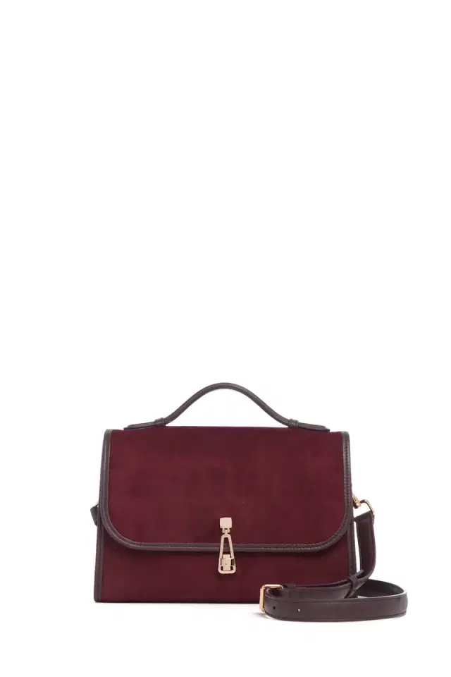 Gabriela Hearst Medium Leonora Flap Bag in Bordeaux Suede