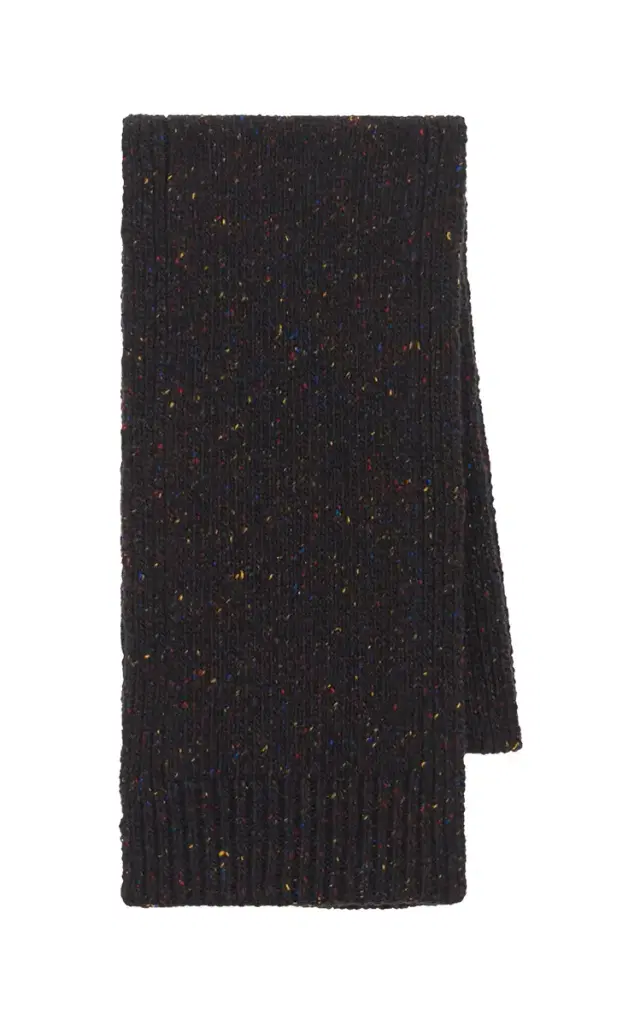 GABRIELA HEARST Fokestone Knit Scarf in Charcoal Multi Speckled Aran Cashmere