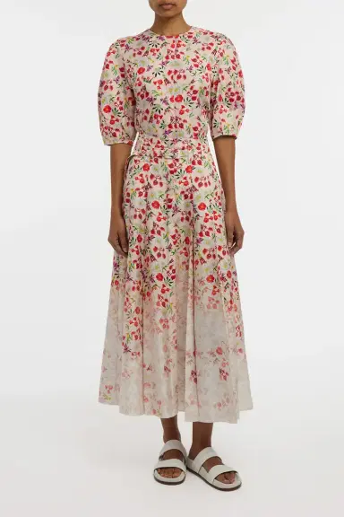 Gabriela Hearst Dugald Pleated Midi Skirt in Uruguayan Flowers Printed Silk | Thumbnail 2