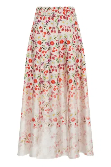 Gabriela Hearst Dugald Pleated Midi Skirt in Uruguayan Flowers Printed Silk | Thumbnail 1
