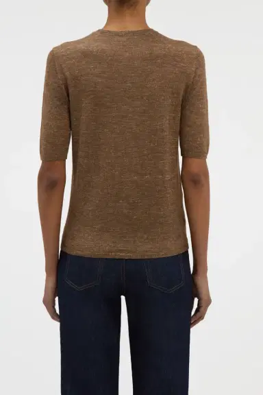 Gabriela Hearst Chryse Knit T-Shirt in Chestnut Cashmere Silk with Hemp | Thumbnail 4