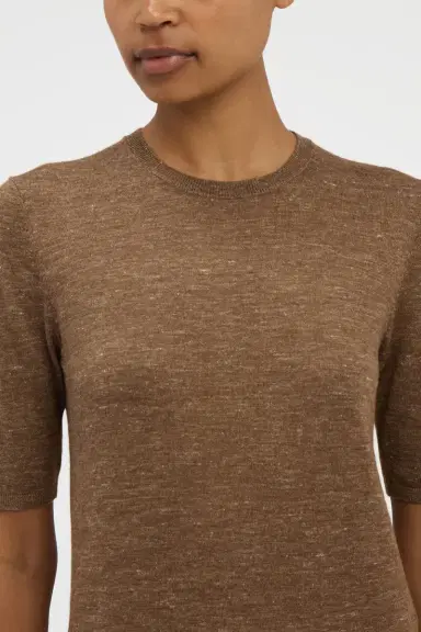Gabriela Hearst Chryse Knit T-Shirt in Chestnut Cashmere Silk with Hemp | Thumbnail 5