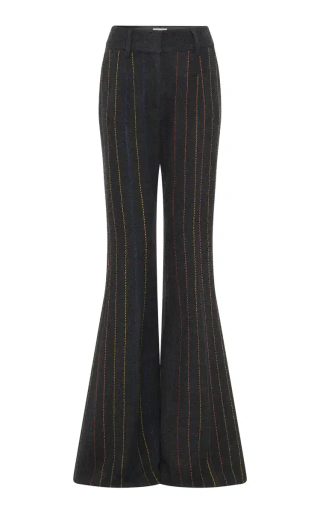 Gabriela Hearst Rhein Flare Pant in Charcoal Multi Pinstripe Wool Cashmere