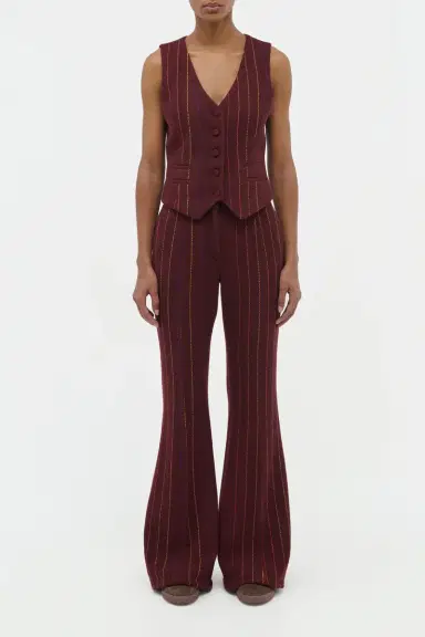 Gabriela Hearst Coleridge Vest in Burnt Sienna Multi Pinstripe Wool Cashmere | Thumbnail 2 Gabriela Hearst Coleridge Vest in Burnt Sienna Multi Pinstripe Wool Cashmere | Thumbnail 2