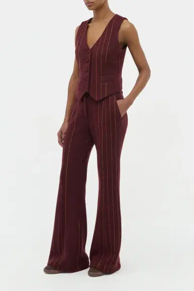 Gabriela Hearst Coleridge Vest in Burnt Sienna Multi Pinstripe Wool Cashmere | Thumbnail 3 Gabriela Hearst Coleridge Vest in Burnt Sienna Multi Pinstripe Wool Cashmere | Thumbnail 3