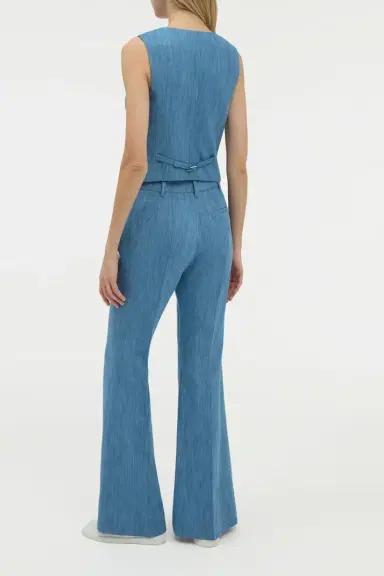 Gabriela Hearst Coleridge Vest in Medium Blue Recycled Cotton Linen Denim | Thumbnail 4