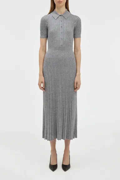 Gabriela Hearst Amor Knit Midi Dress in Heather Grey Cashmere Silk | Thumbnail 2 Gabriela Hearst Amor Knit Midi Dress in Heather Grey Cashmere Silk | Thumbnail 2