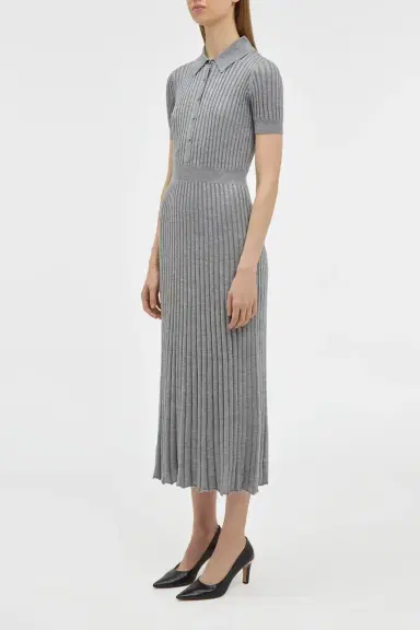 Gabriela Hearst Amor Knit Midi Dress in Heather Grey Cashmere Silk | Thumbnail 3 Gabriela Hearst Amor Knit Midi Dress in Heather Grey Cashmere Silk | Thumbnail 3