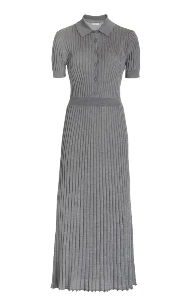 Gabriela Hearst Amor Knit Midi Dress in Heather Grey Cashmere Silk | Thumbnail 1 Gabriela Hearst Amor Knit Midi Dress in Heather Grey Cashmere Silk | Thumbnail 1