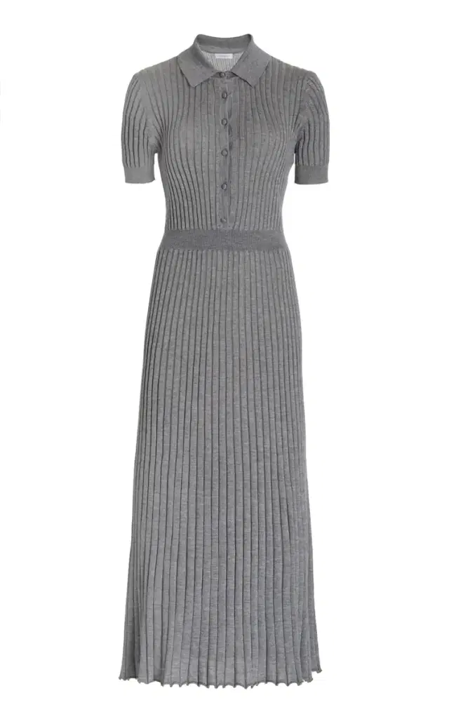 Gabriela Hearst Amor Knit Midi Dress in Heather Grey Cashmere Silk