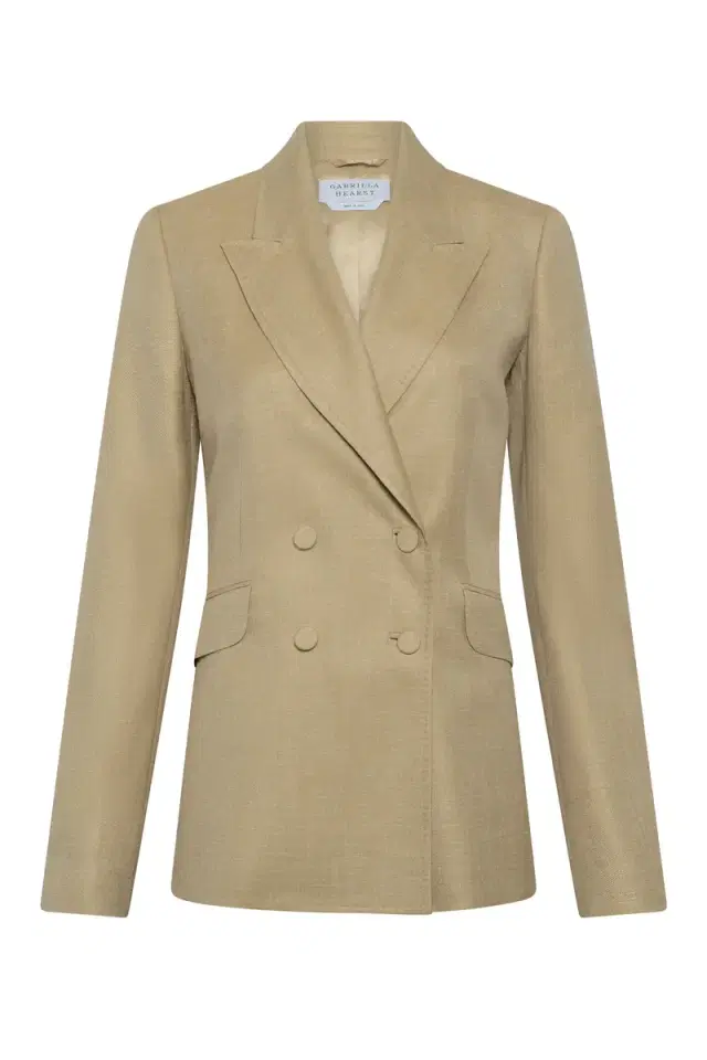 Gabriela Hearst Angela Blazer in Hay Virgin Wool Silk with Linen