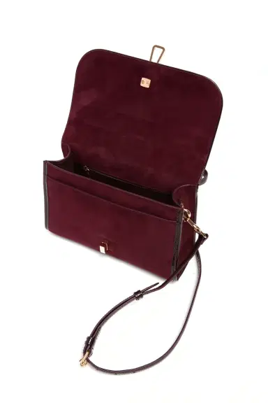Gabriela Hearst Small Leonora Flap Bag in Bordeaux Suede | Thumbnail 4 Gabriela Hearst Small Leonora Flap Bag in Bordeaux Suede | Thumbnail 4