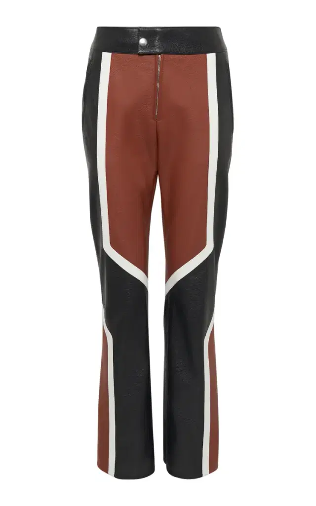 Gabriela Hearst Navarre Moto Pant in Cognac & Black Textured Leather