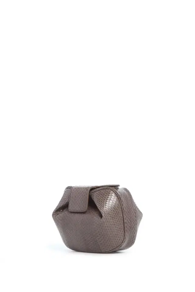 GABRIELA HEARST Soft Demi Clutch in Charcoal Snakeskin