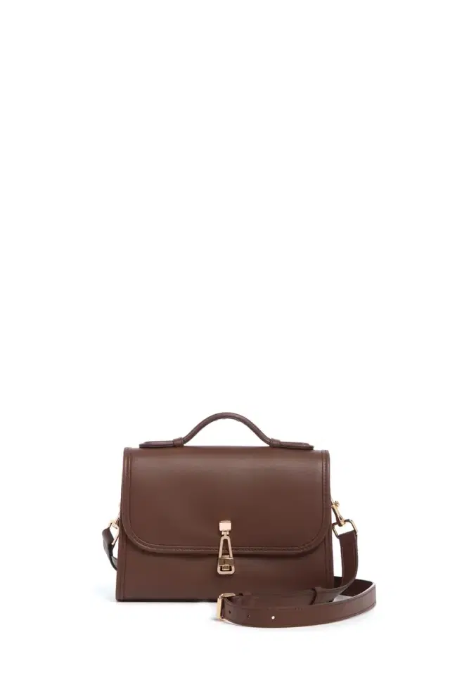 Gabriela Hearst Small Leonora Flap Bag in Chocolate Leather