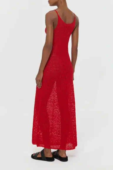 Gabriela Hearst Meridian Lace Knit Maxi Dress in Tonic Orange Merino Wool with Lining | Thumbnail 4