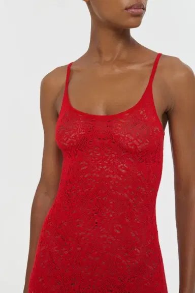 Gabriela Hearst Meridian Lace Knit Maxi Dress in Tonic Orange Merino Wool with Lining | Thumbnail 6