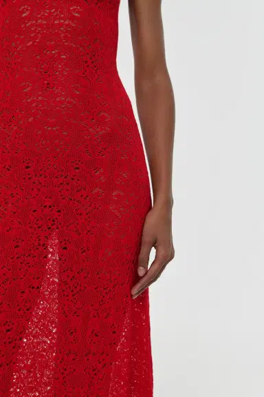 Gabriela Hearst Meridian Lace Knit Maxi Dress in Tonic Orange Merino Wool with Lining | Thumbnail 8