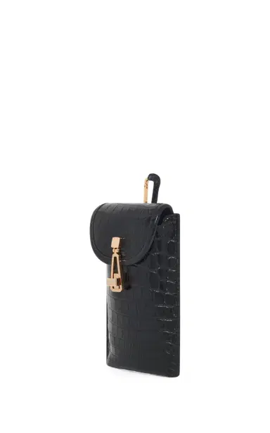 Gabriela Hearst Medium Leonora Flap Bag in Black Crocodile Leather with Sunglasses Pouch | Thumbnail 9 Gabriela Hearst Medium Leonora Flap Bag in Black Crocodile Leather with Sunglasses Pouch | Thumbnail 9