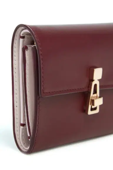 Gabriela Hearst Compact Flat Wallet in Bordeaux & Pink Leather | Thumbnail 6