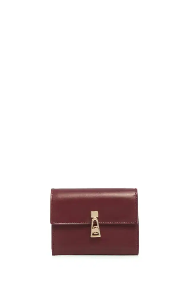 Gabriela Hearst Compact Flat Wallet in Bordeaux & Pink Leather