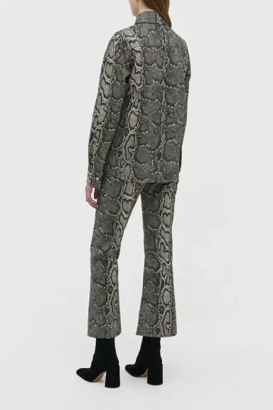 GH John Austin Shirt in Greyscale Recycled Printed Cotton Denim | Thumbnail 4